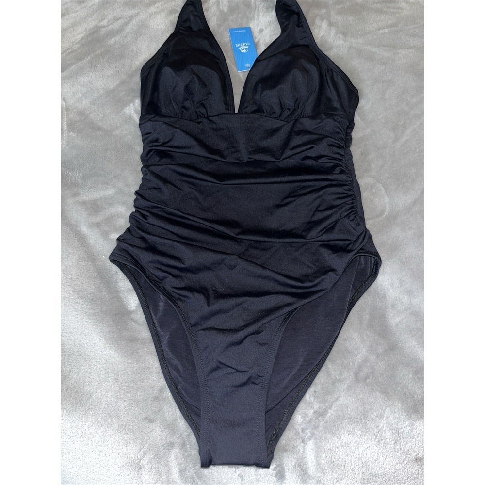 Cupshe NWT Black One Piece Swimsuit V-Neck with Adjustable Tie Size Medium